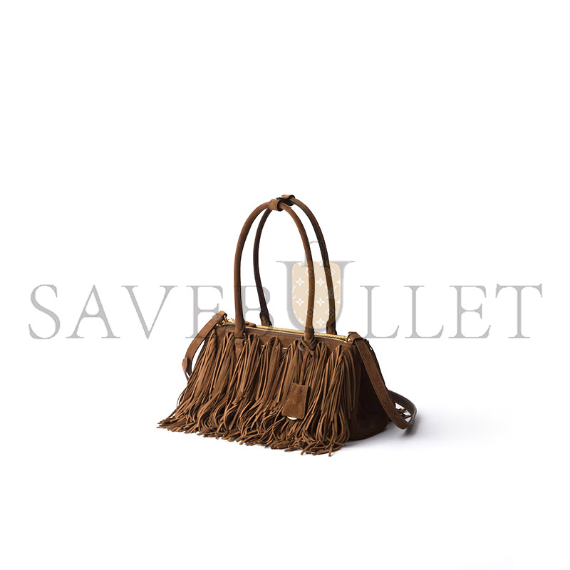 PRADA GALLERIA MEDIUM SUEDE BAG WITH FRINGE 1BA457 (30*14*10.5cm) 